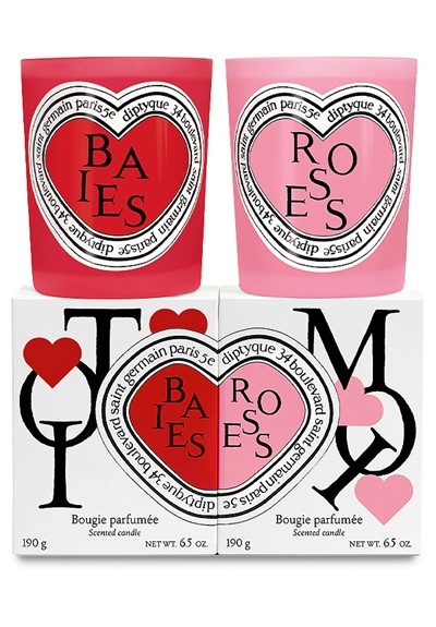 Valentine's Day Candle Duo- Baies & Roses  Scented Candle Gift Set  by Diptyque